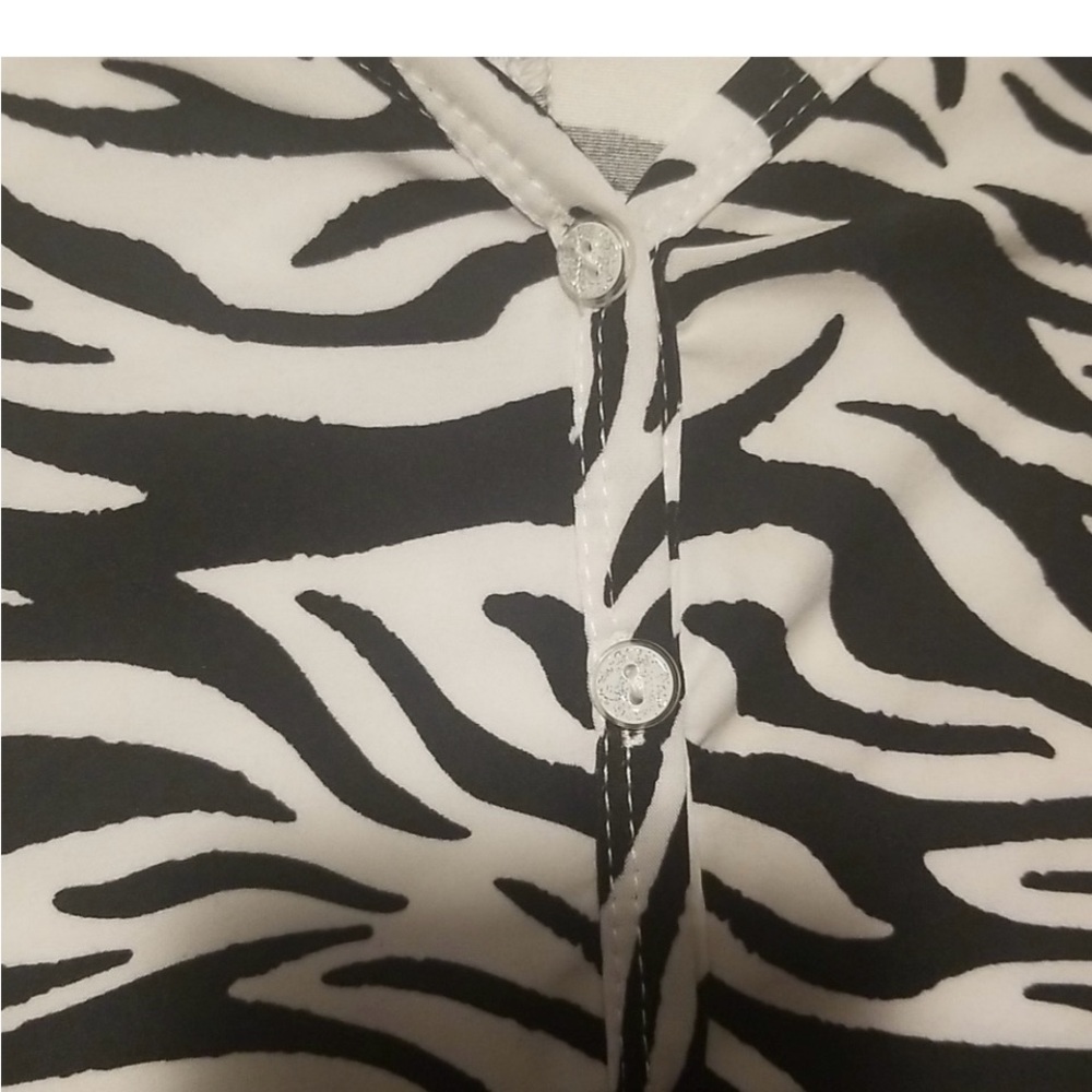 Zebra Print Button-Up Sleepwear Top